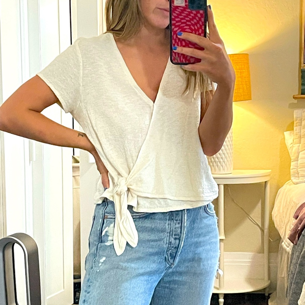 Madewell Texture & Thread short sleeve wrap top